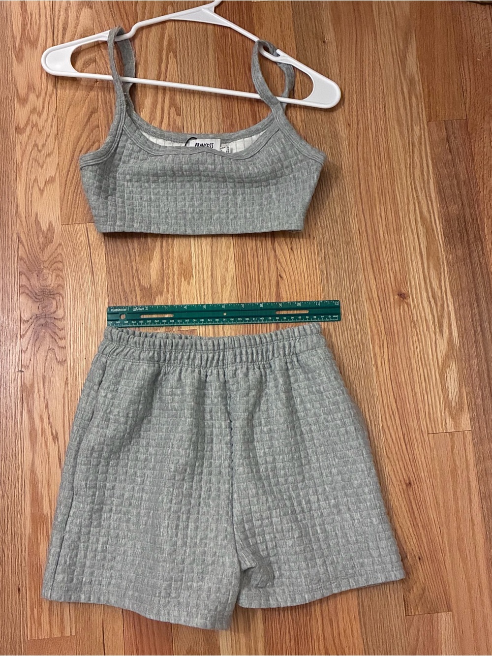 Princess Polly Heather Gray Ribbed Crop Top and Shorts Set